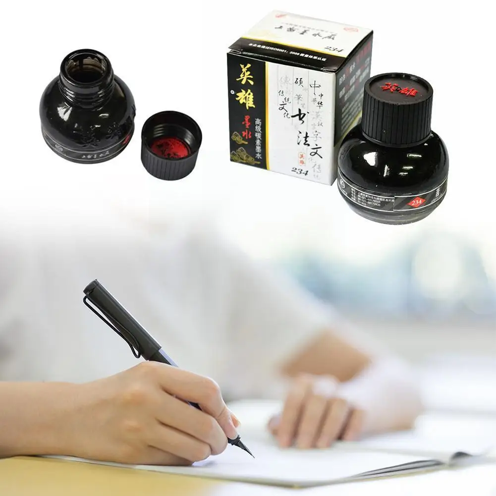 

60ml Smooth Writing Fountain Pen Ink Glass Bottle Student Supplies Office Stationery School R9h6