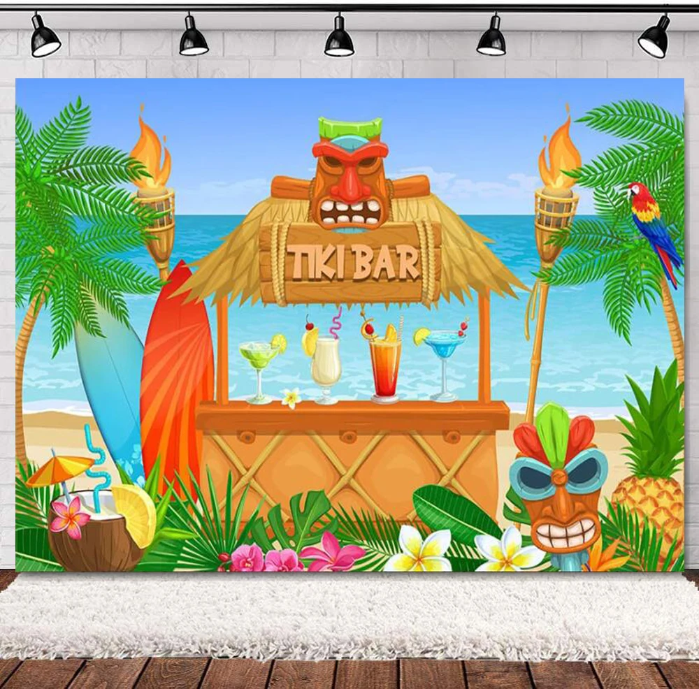 

Фон для фотосъемки Tiki Bar День рождения Дети Лето Пляж портрет фото студия фон Видеозвонок деревянная ложка