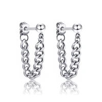 black silver stud earrings barbell punk stainless gift steel crystal fashion ear