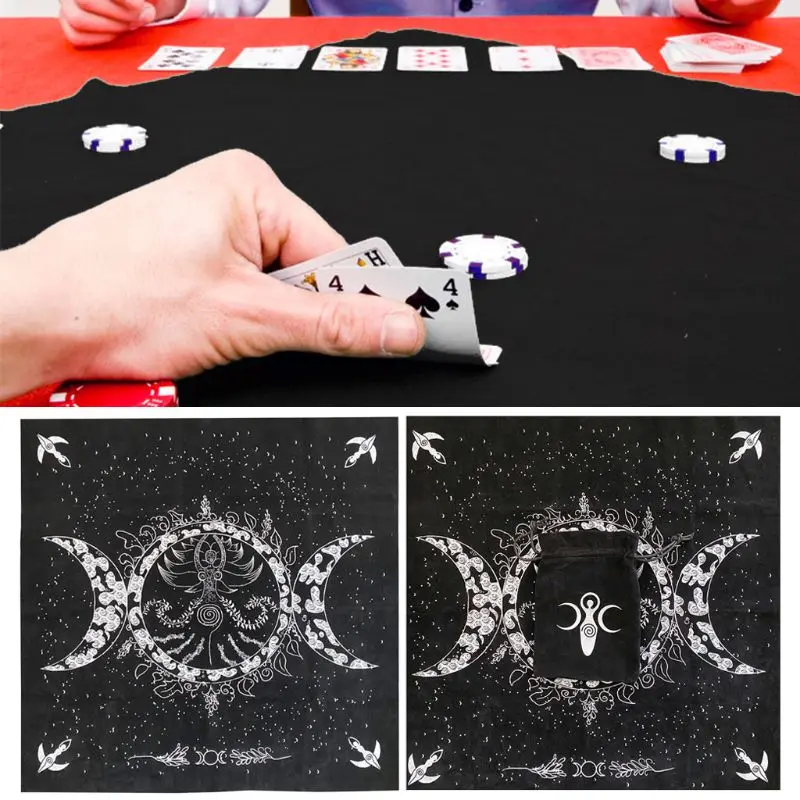 

Triple Goddess Moon Phases Astrology Tarot Cards Divination Special Tablecloth Altar Tarot Cloth 19"×19" with Tarot Bag