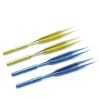 fine micro round handle string tweezers blue yellow ophthalmology straight point curved point double eyelid cosmetic plastic too