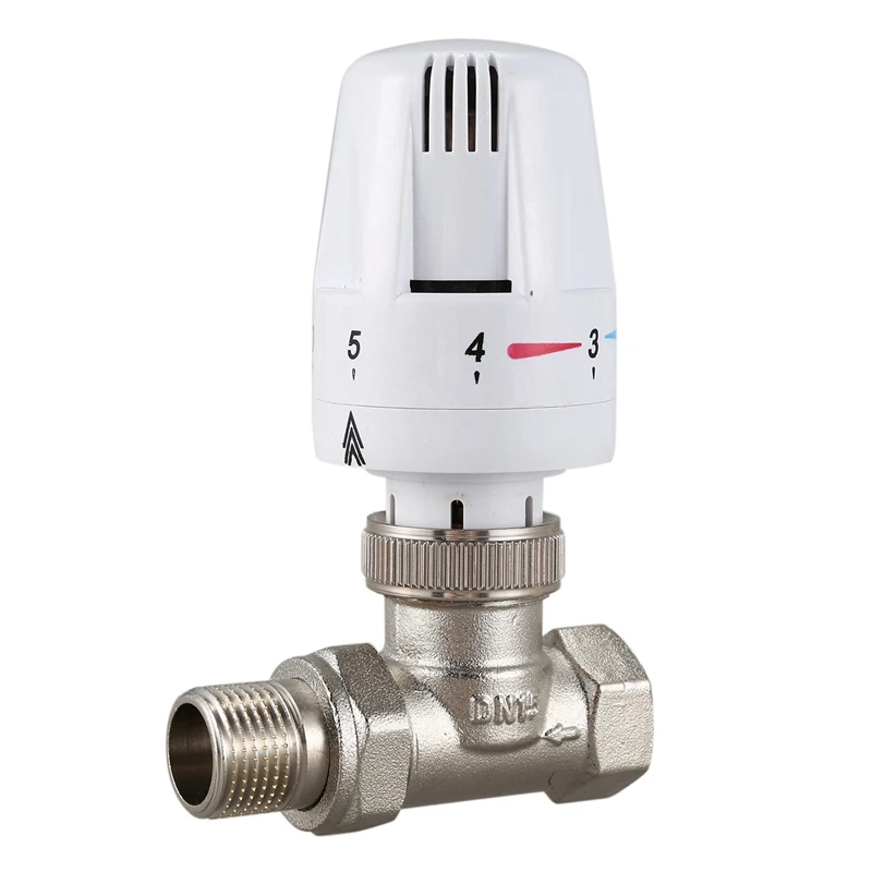 

3PCS 1/2Inch Brass Thermostatic Radiator Valve Straight Type DN15 Automatic Temperature Control Valve Floor Heating