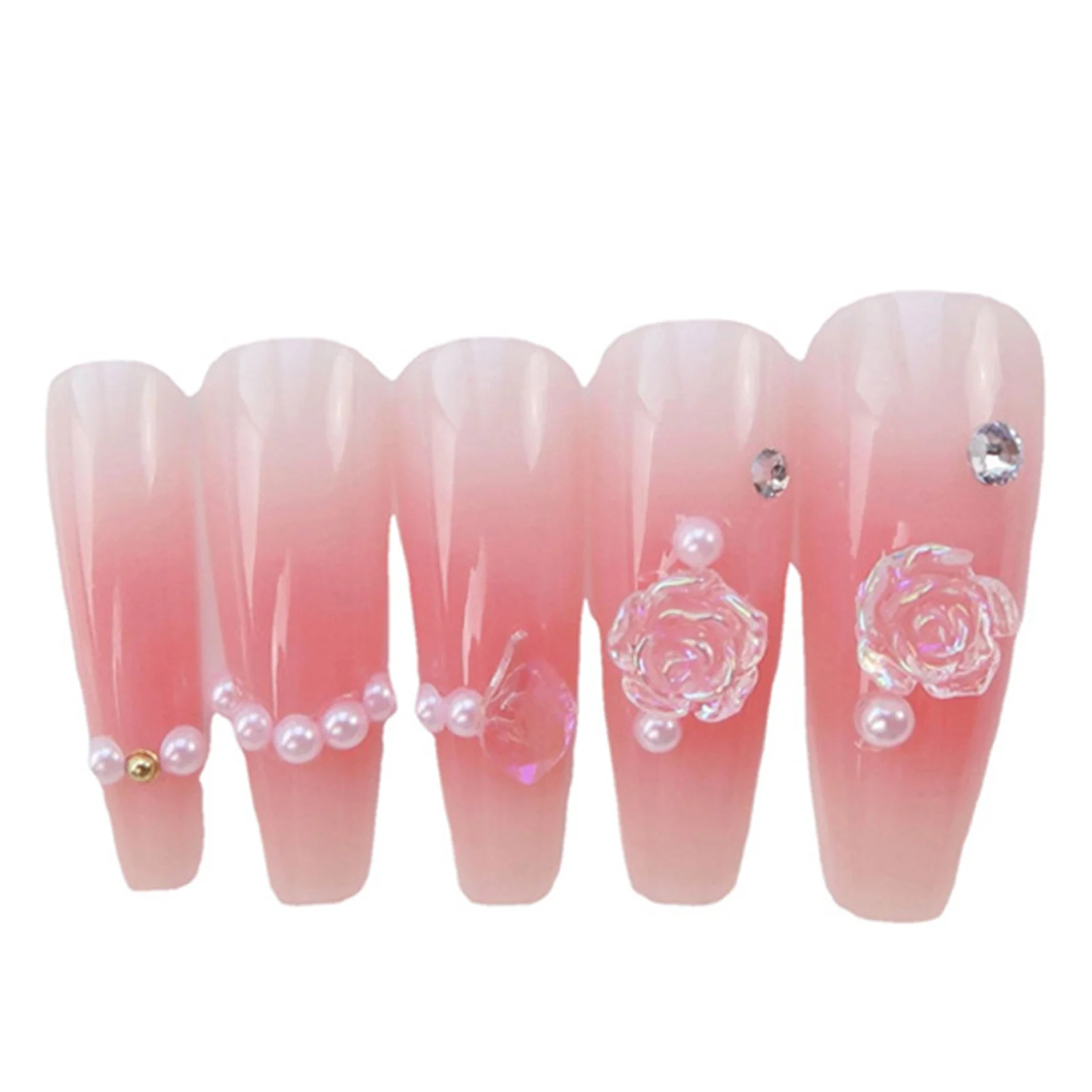 

Sweet False Nails with Delicate Pearl Ornament with Various Sizes to Choose for Manicure Lovers and Beauty Bloggers