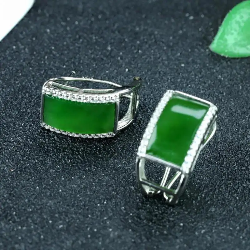 

Отправить сертификат зеленый Яркий нефрит 925 женский тонкий ювелирный аксессуар китайская яшма висячие серьги