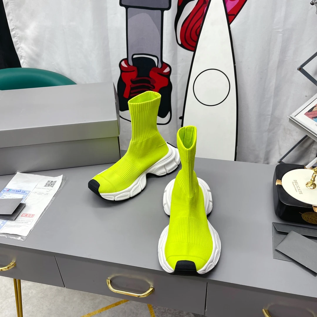 

Кроссовки женские вязаные на плоской платформе, повседневная спортивная обувь для отдыха, без застежки, обувь для пар, весна-осень