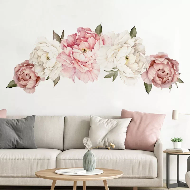 

Beautiful Pink Peony Flowers Wall Stickers for Kids Room Living Room Bedroom Home Decoration Wall Decal Home Decor Baby Nursery