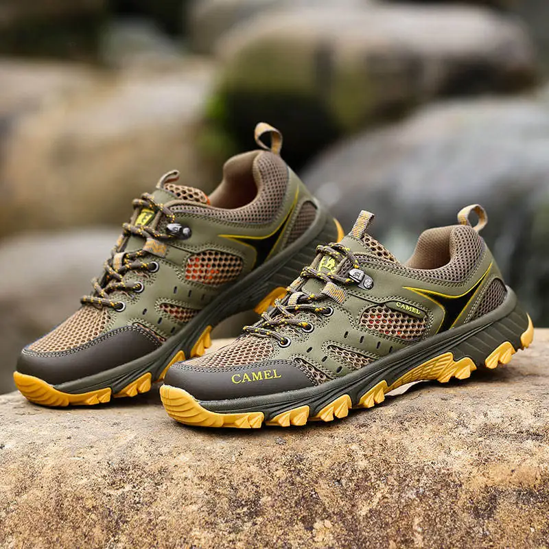 JIEMIAO High Quality Outdoor Men Trekking Hiking Shoes Women Summer Mesh Breathable Camping Climbing Shoes Unisex Sneakers