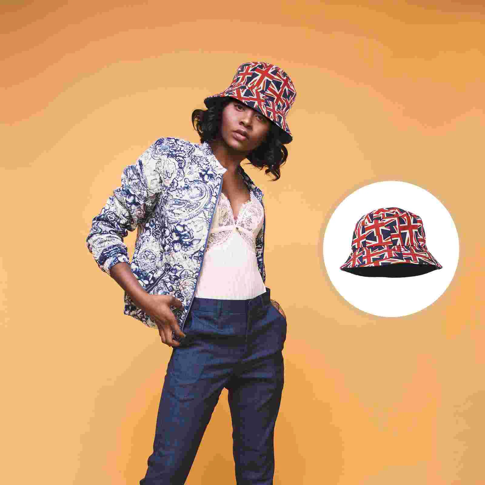 

Union Jack Hat British Bucket Headgear Fisherman Women Festival Cotton Jubilee Hats