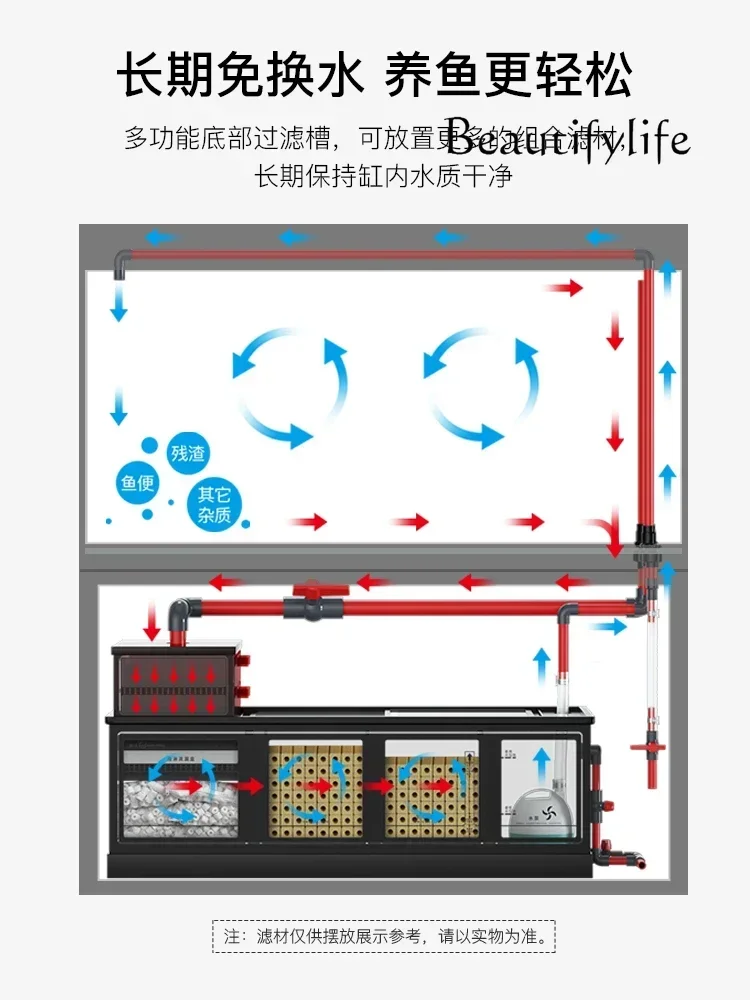 Аквариум аквариум для гостиной от пола до потолка ультрабелый стеклянный фильтр