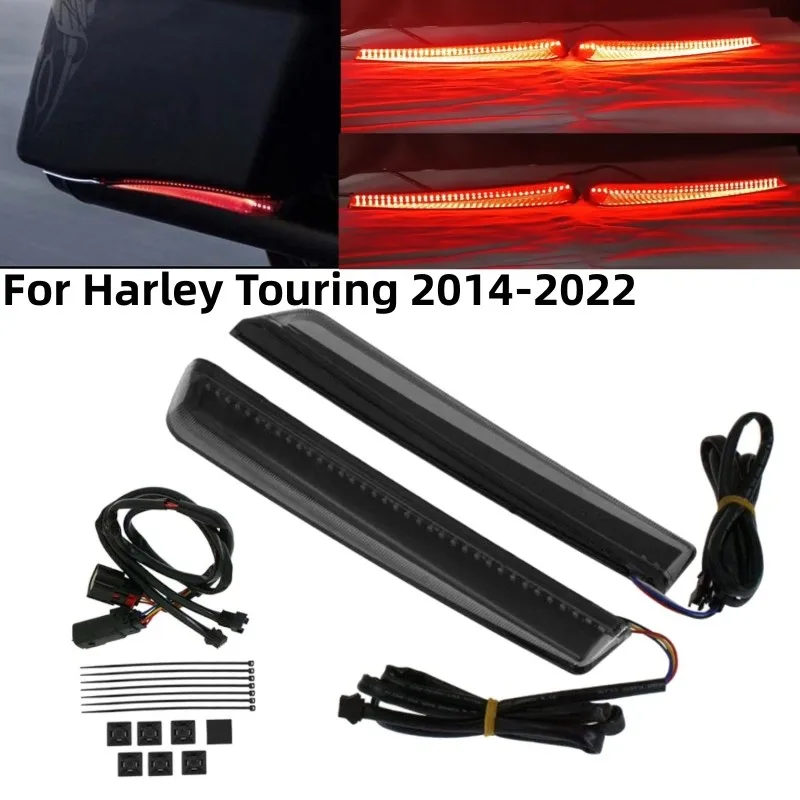 

2Pcs Motorcycle Extended Bag LED Lights Run Brake Turn Signals Lamp Saddlebag Sequential LED Light for Harley Touring 2014-2022