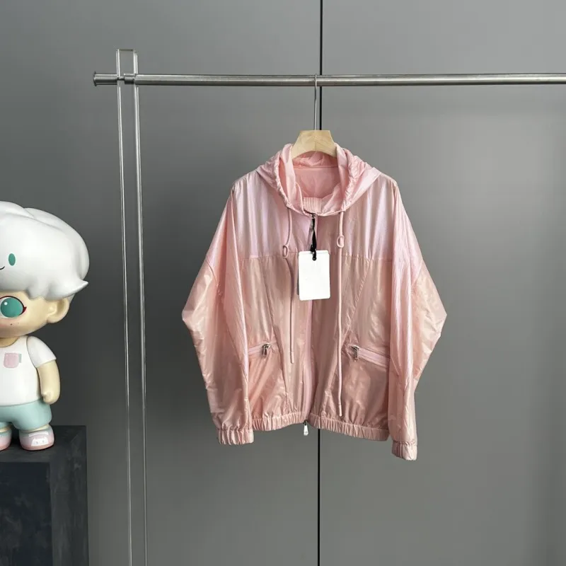 

Spring and summer lady hooded Sun protection clothing Y2K Casual jacket maiden style Thin and light jacket Solid color fashion