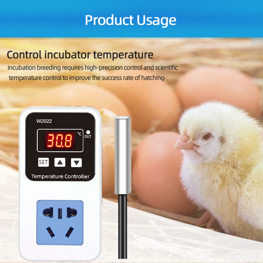 

Digital Temperature Controller Switch Socket Plug-in Thermostat Heating and Cooling Dual Relay AC 220V Temperature Sensor