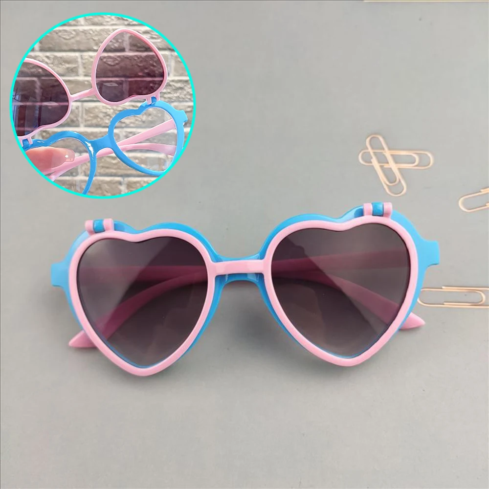 

Vintage Cute Kids Sunglasses 2023 Child Sun Glasses Heart-shaped Shades Boys Girls Trend Flip Eyewear ​Anti Glare UV400