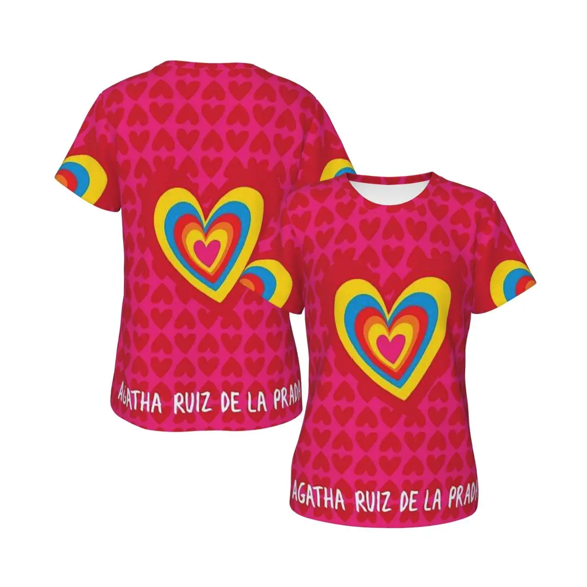 Фото Футболка с узором Agatha Ruiz-De La-Prada, женские футболки с короткими рукавами, одежда с круглым вырезом, хлопковые летние футболки, уличная одежда №5