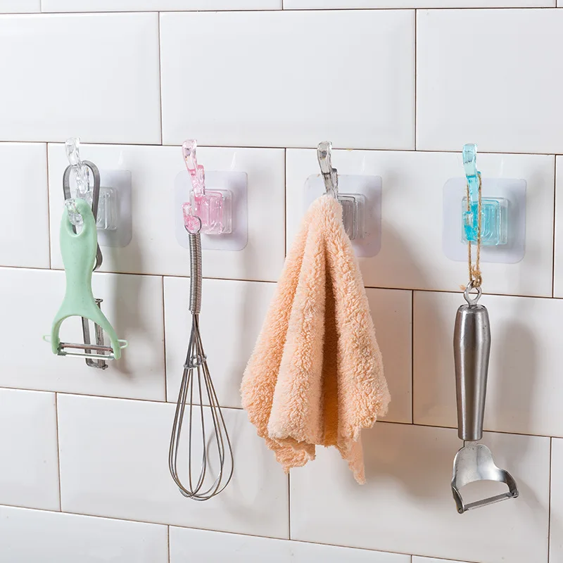

1Pcs PVC Punch-Free Sticky Hook Self-adhesive Hanger Transparent Modern Style Waterproof For Household