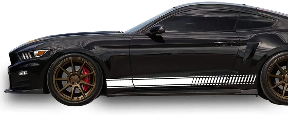 

Car Decor Designs Decal Sticker Vinyl Side Racing Stripes Compatible Ford Mustang White Decal Door Long Stripe Sticker
