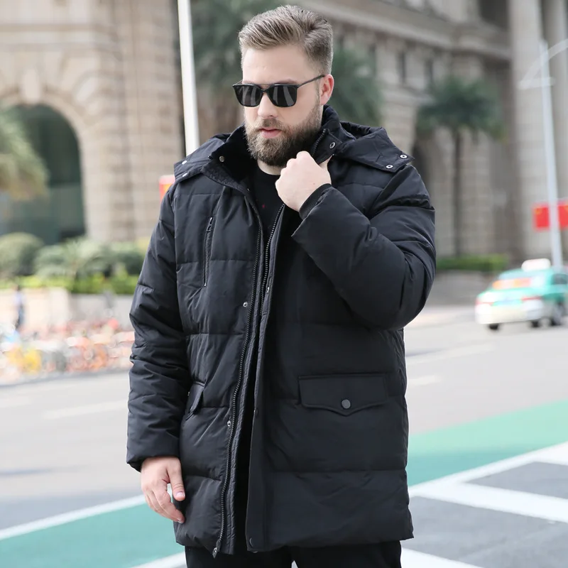 Down Jacket Men's Mid-length Middle-aged and Elderly People on The New Size Fashion Trend Increase Stand-up Collar