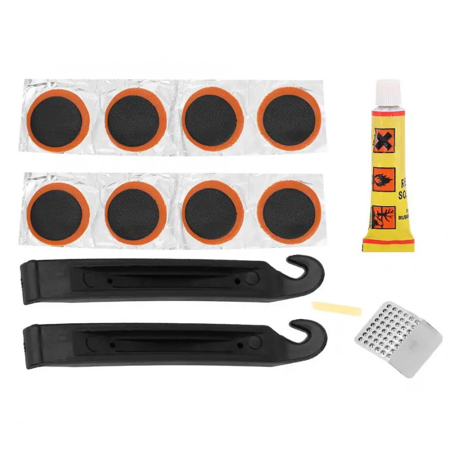 

Bike Tire Repair Kit Mini Portable Tire Self-Adhesive Patch File Levers Bike Tires Puncture Repair Tools Kit Cycling