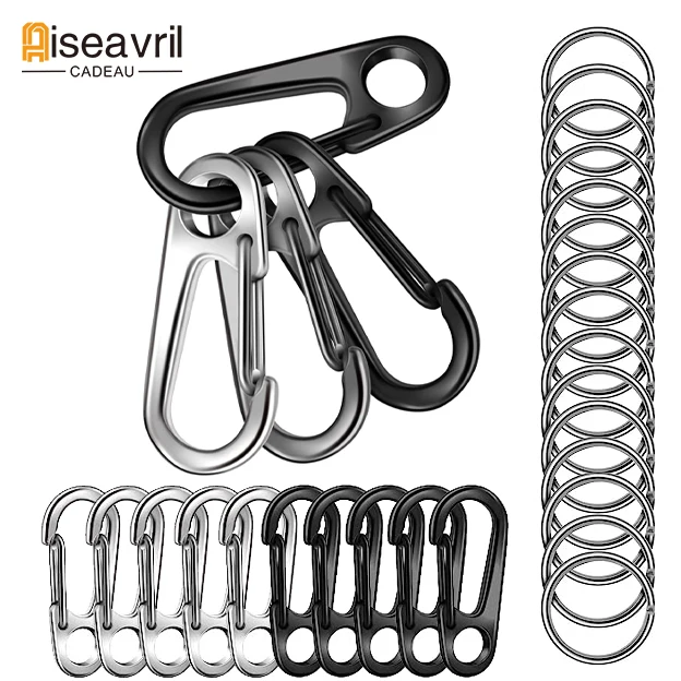 100sets Mini Keychain Clip Small Carabiner Clip with Keyring Alloy Carabiner Keychain for Backpack Bottle Keychain Accessories