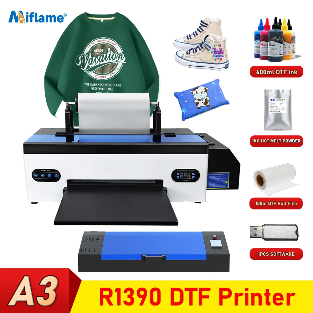 

R1390 T shirt Printing Machine with Oven Directly to Film Transfer Printer a3 dtf impressora For Fabric Textile Hoodies Printer