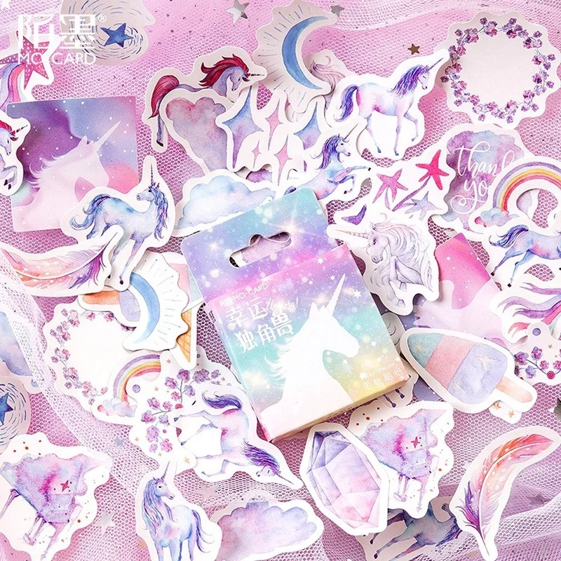 

46pcs/pack Lovely Unicorn Paper Sticker Decoration DIY Album Diary Scrapbooking Label Sticker Cute Stationery Kawaii Sticker