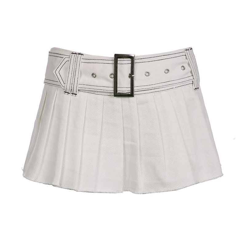 Супер-короткая юбка-трапеция IAMHOTTY Y2K с поясом женские плиссированные юбки в