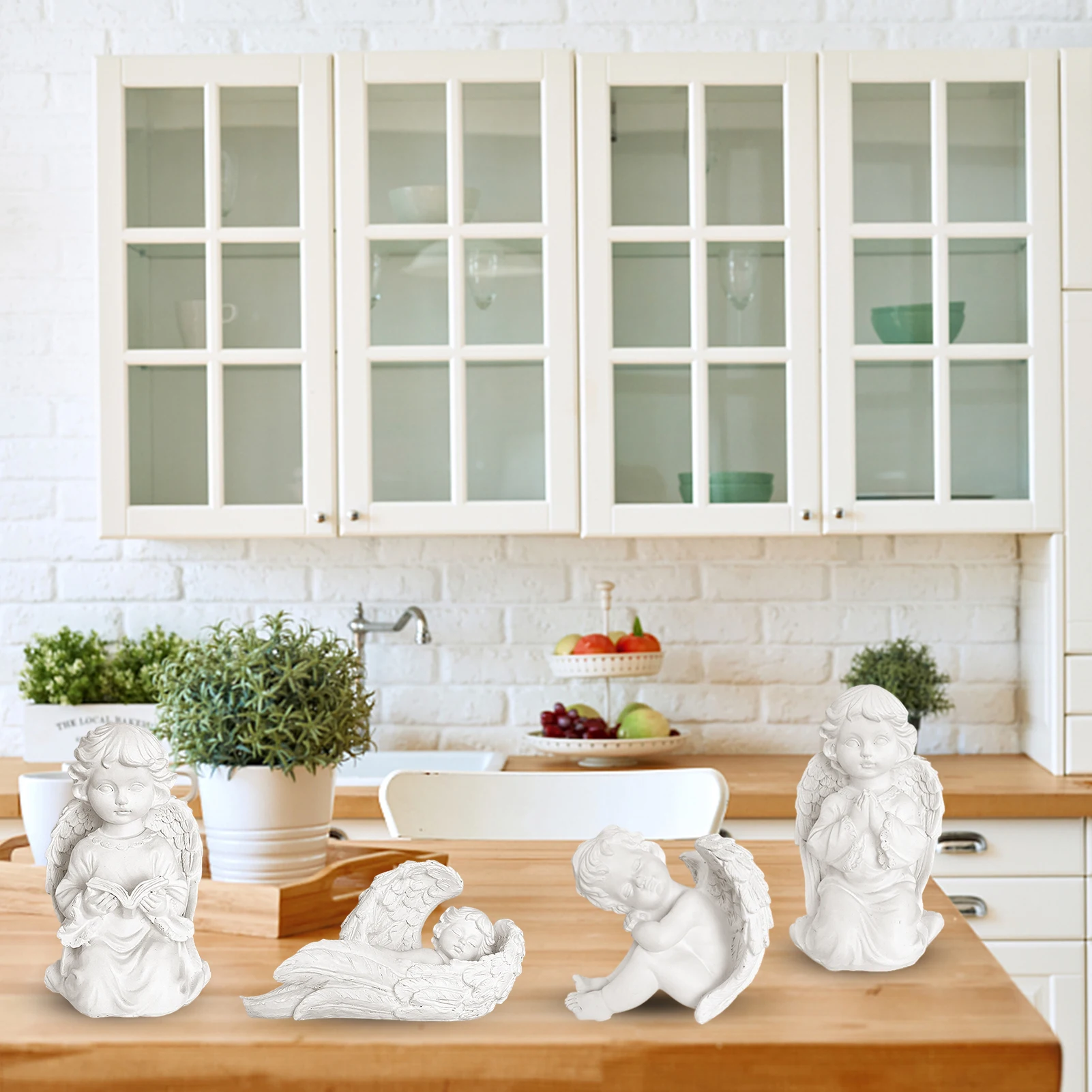 

Скульптура ангела, винтажная скульптура для дома, дома, улицы, настольное украшение из смолы, обманка ангел, статуэтки из смолы, милый ангел-...