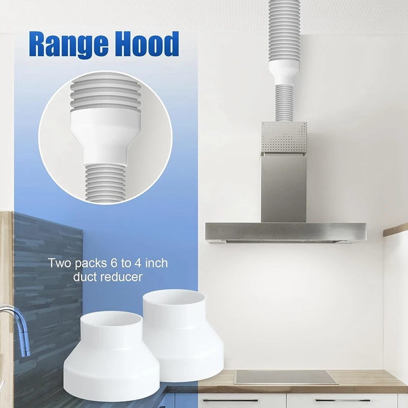 Переходник для воздуховодов из АБС-пластика 6-4 дюйма 2 шт.