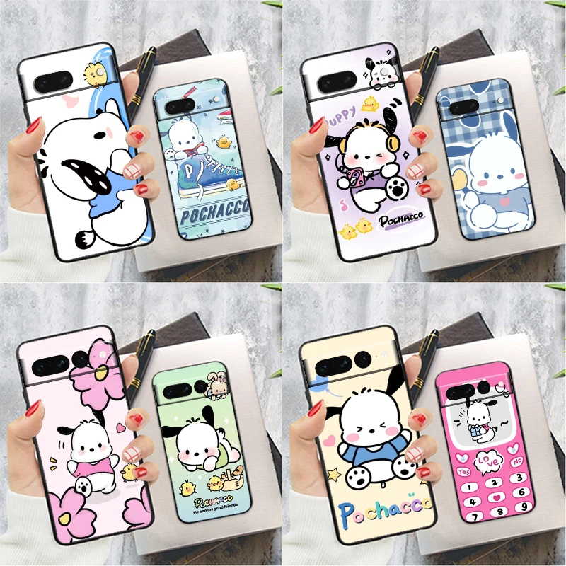 

Pochacco Cute Cartoon For Google Pixel 8 7 6 6A 5 4 5A 4A XL Pro 5G Silicone Shockproof Soft TPU Black Phone Case Cover Fundas