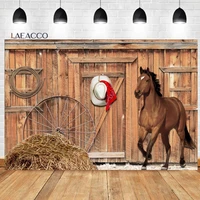 laeacco wild west backdrop rustic warehouse barnyard horse haystack cowboy boy birthday portrait custom photography background