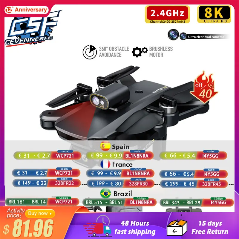 

2022 NEW S1 MAX GPS Drone 8K Professional Dual HD Camera FPV Drones Aerial Photography Brushless Motor Foldable Quadcopter Toys