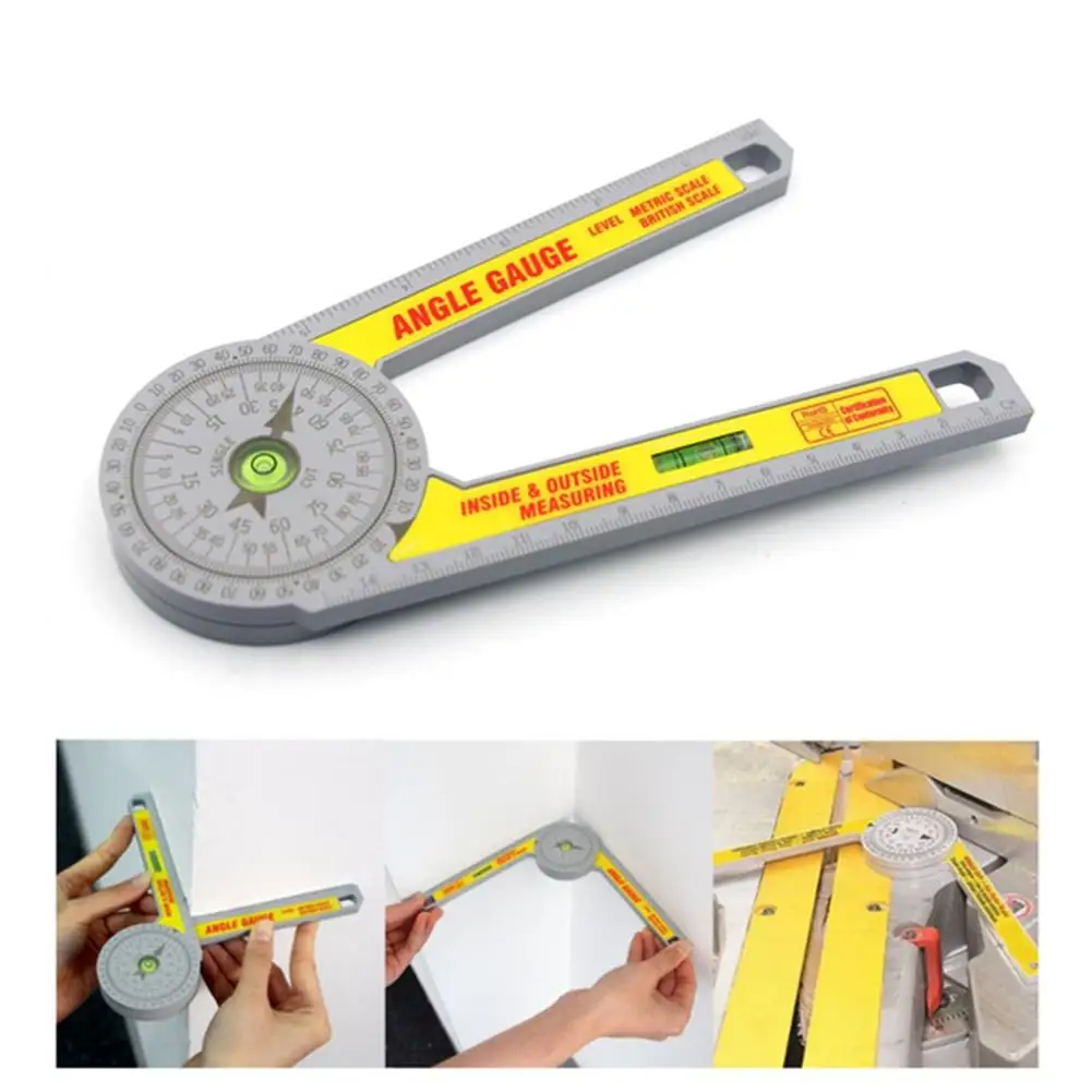

360 Degree Protractors Miter Saw w/Leveling Bubble Angle Finder Miter Gauge Goniometer Angle Level Meter Arm Measuring Ruler