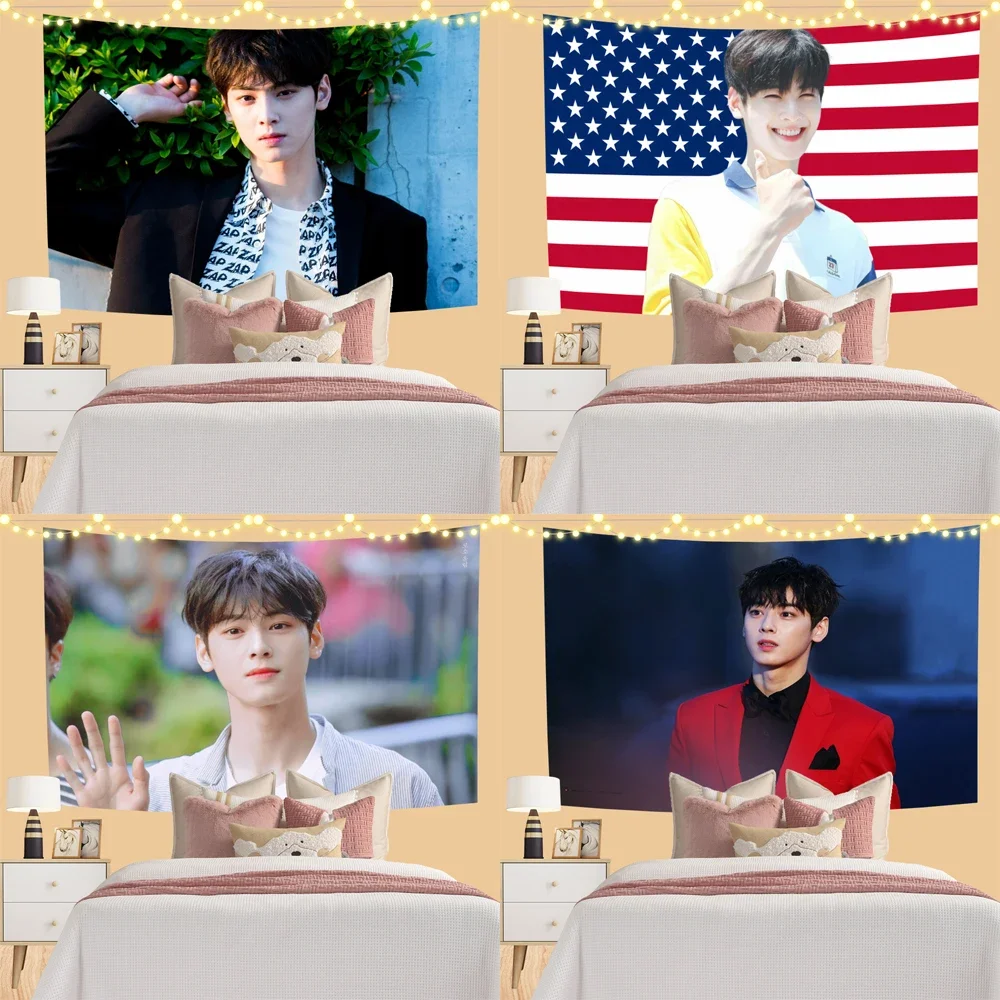 3x5ft Eun Woo Tapestry Concert Banner Wall Hanging American Flag for Bedroom Decor College Dorm Decoration Kawaii Room
