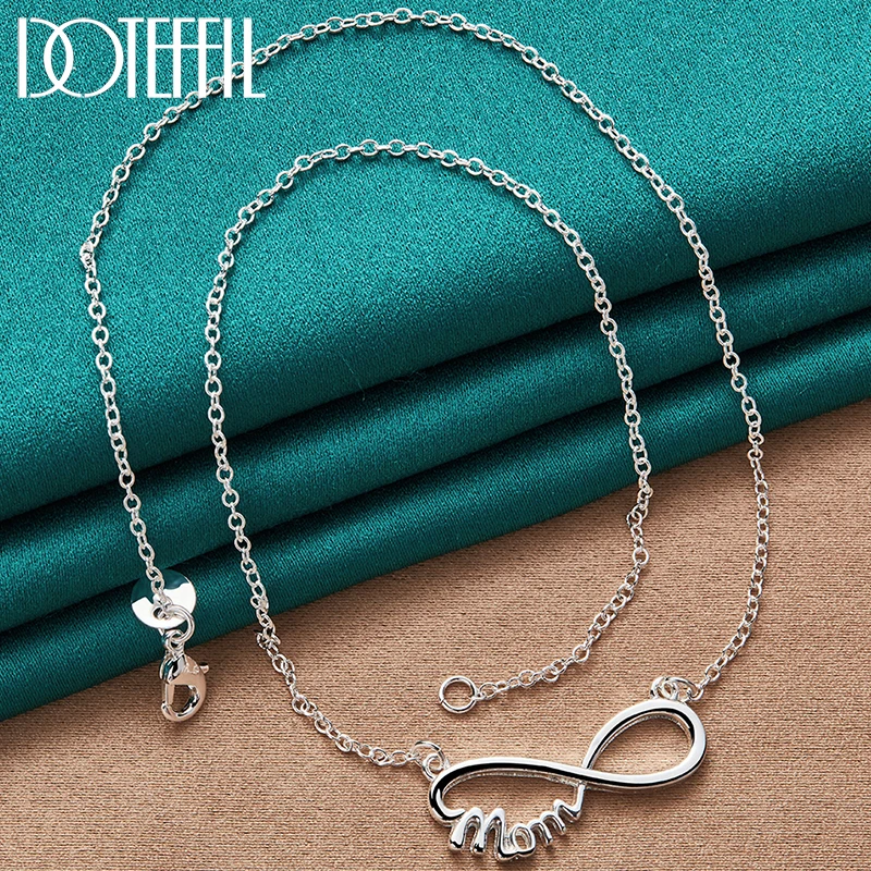 

DOTEFFIL 925 Sterling Silver Mom Pendant Necklace 18 Inch Chain For Women Fashion Wedding Engagement Charm Jewelry