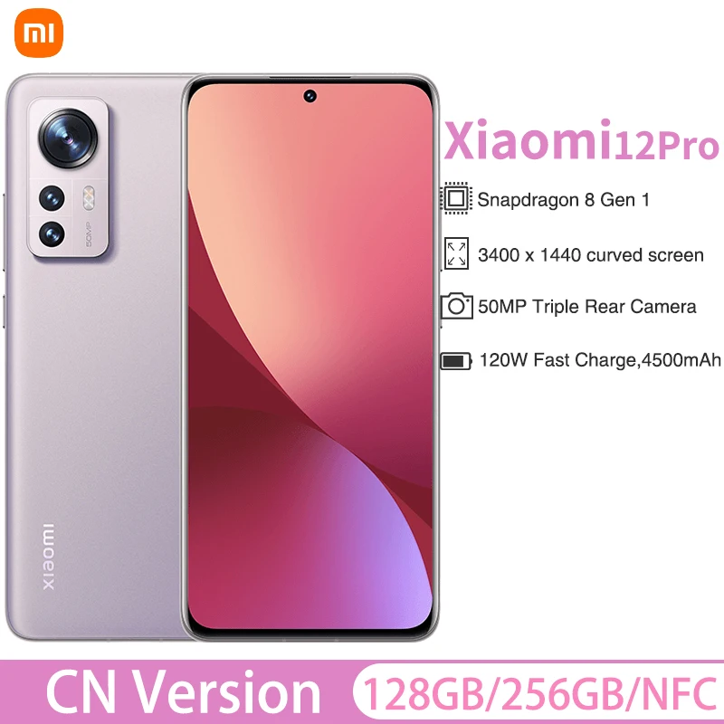 NEW CN Version Xiaomi Mi 12 Pro 5G Snapdragon 8 Gen 1 NFC 50MP Camera 120W Fast Charge 4600mah Battery AMOLED Display Smartphone