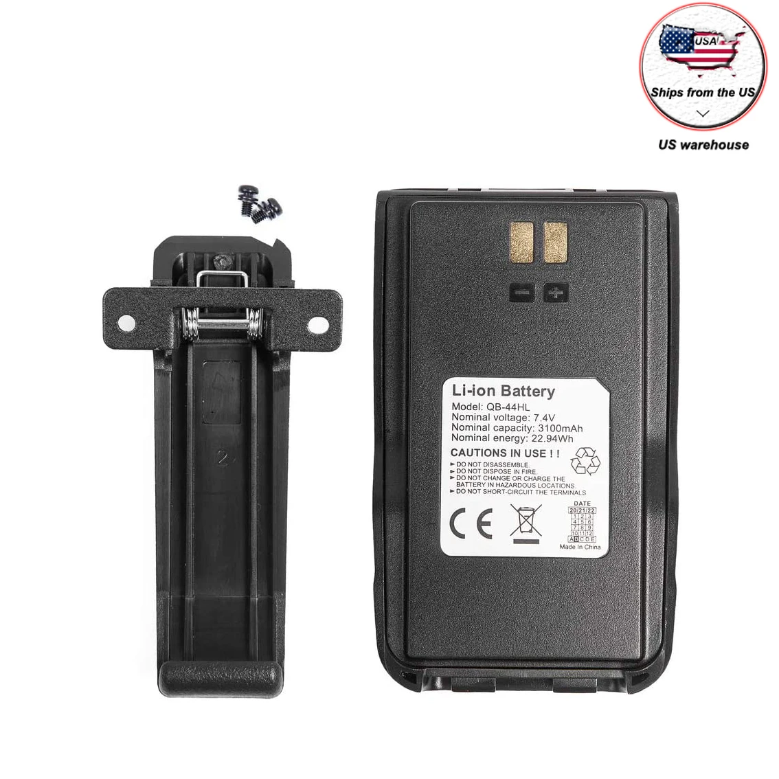 

AnyTone Original QB-44HL 7.4V 3100mAh Battery Pack with Belt Clip for AT-D878UV Plus/D878UV/D868UV