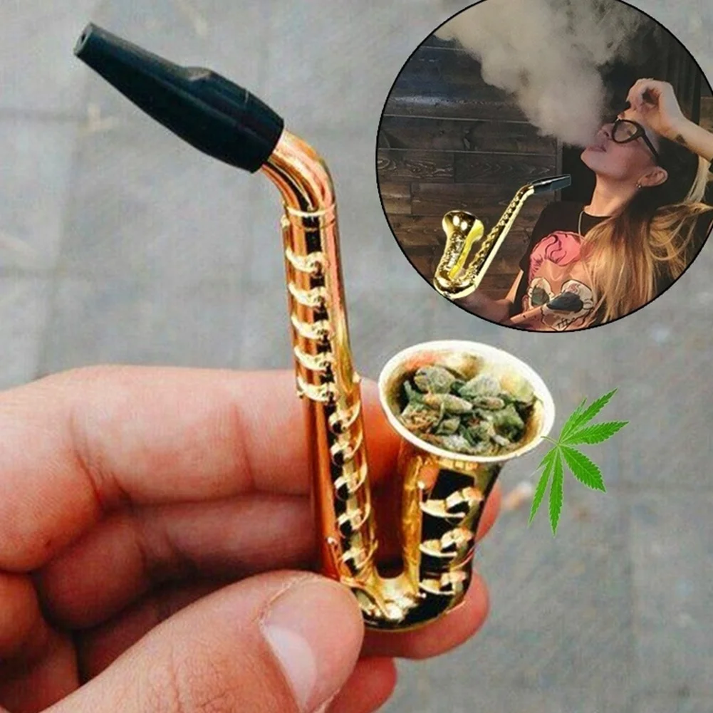 

Mini saxophone pipe portable metal pipe unique hookah gift