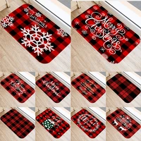red plaid christmas snowflake decoration kitchen door mats 40x60cm velvet carpet doormat indoor floor bathroom anti slip rug