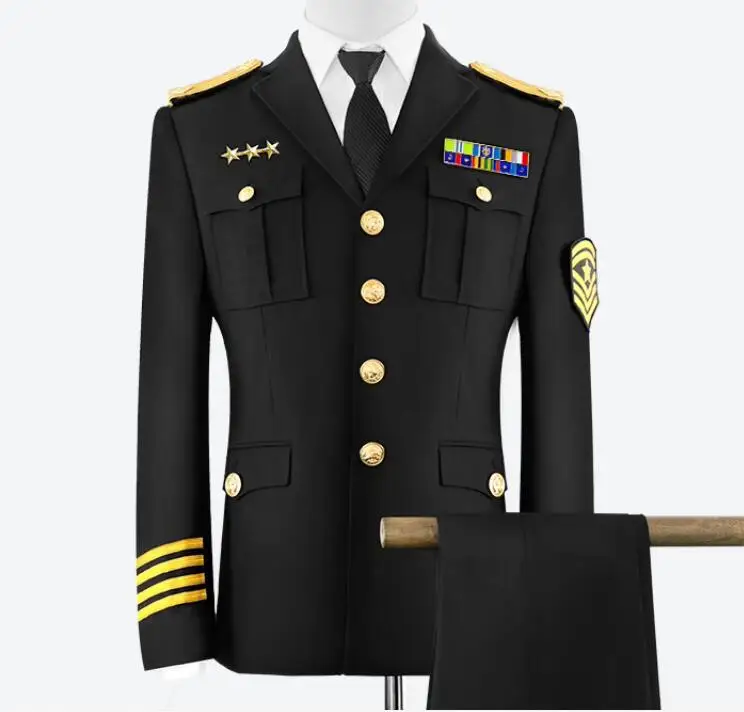 Фото Униформа США, мужской пиджак, куртка Land Force Officer, черный, с медалью для пальто №1