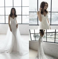 sexy julie vino mermaid wedding dresses spaghetti backless wedding gowns plus size beach lace wedding dress
