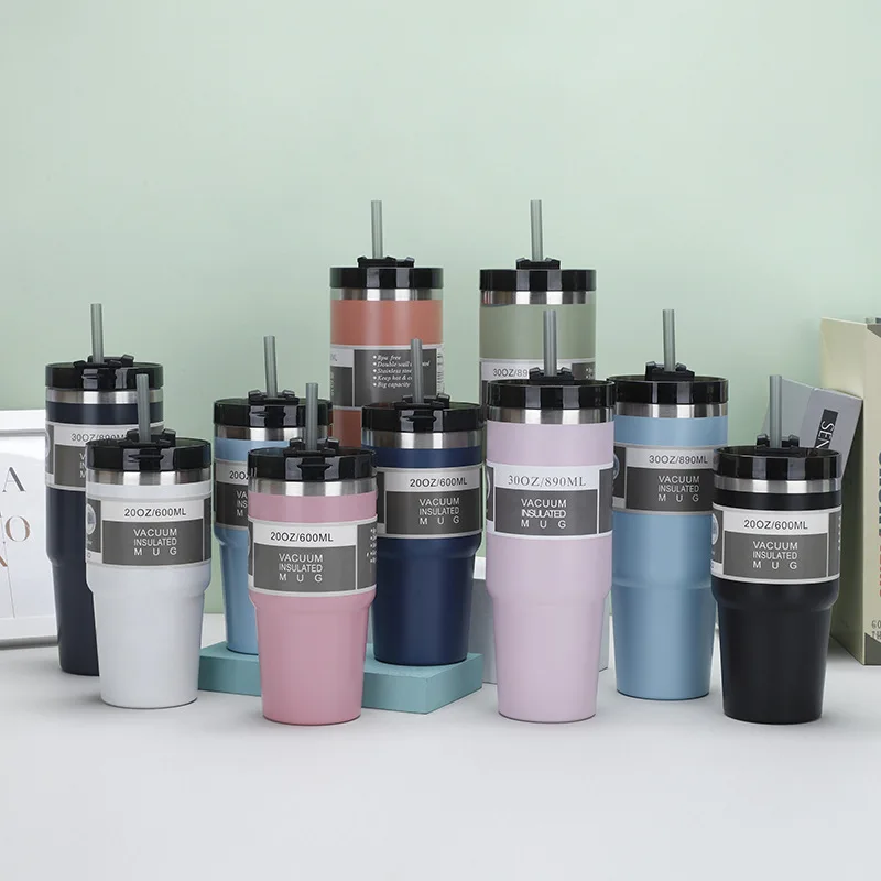 

304 Stainless Steel Thermos Double Lid Vacuum Insulated Travel Coffee Mug Beer Cold Thermal Cup Water Bottle Garrafa Termica