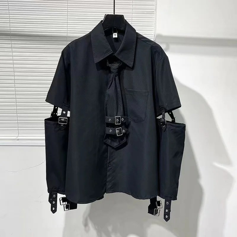 

Мужские рубашки ARENS Techwear в стиле хип-хоп, Харадзюку, темная одежда, Лоскутные Топы на пуговицах, мужские повседневные футболки в стиле панк с длинным рукавом