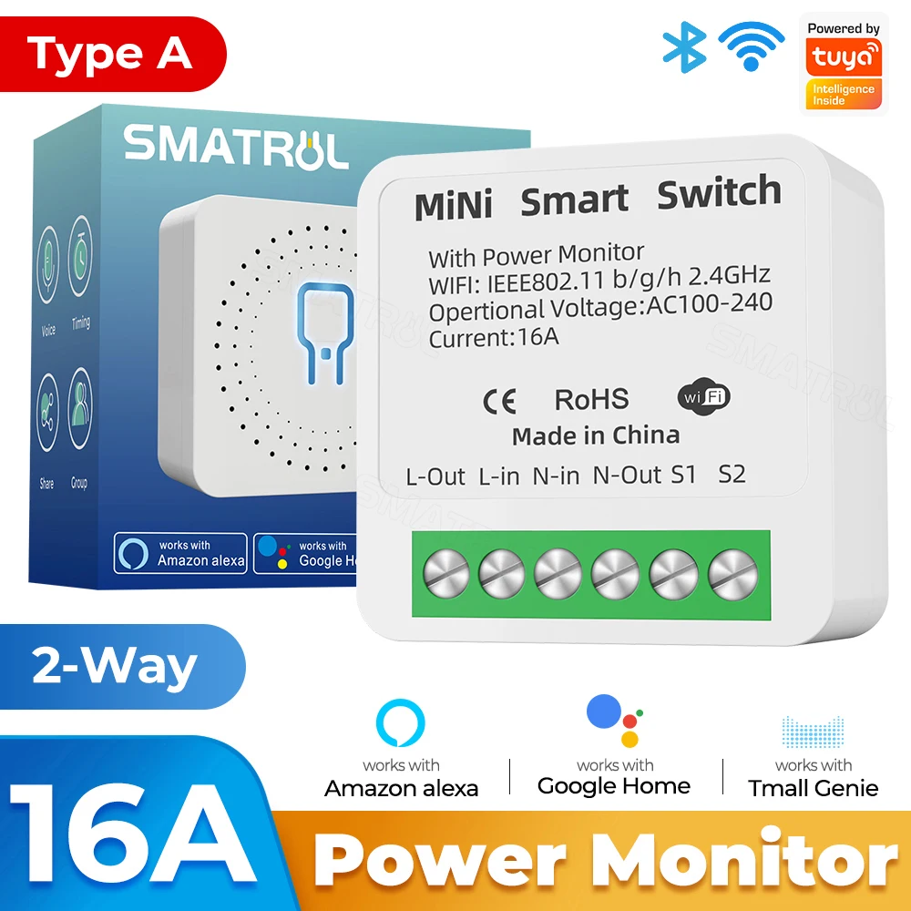

SMATRUL Tuya WiFi мини-выключатель 16A