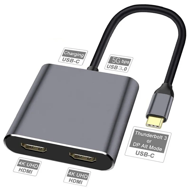 

Type C HDMI-совместимый 4K USB C к двойному USB 3,0 PD порт зарядки USB-C конвертер для MacBook Samsung Dex Galaxy S10/S9