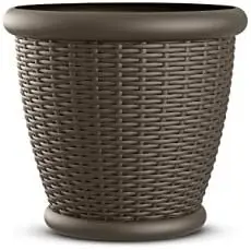 

18 Inch Diameter Resin Decorative Wicker Planter Pot, Java