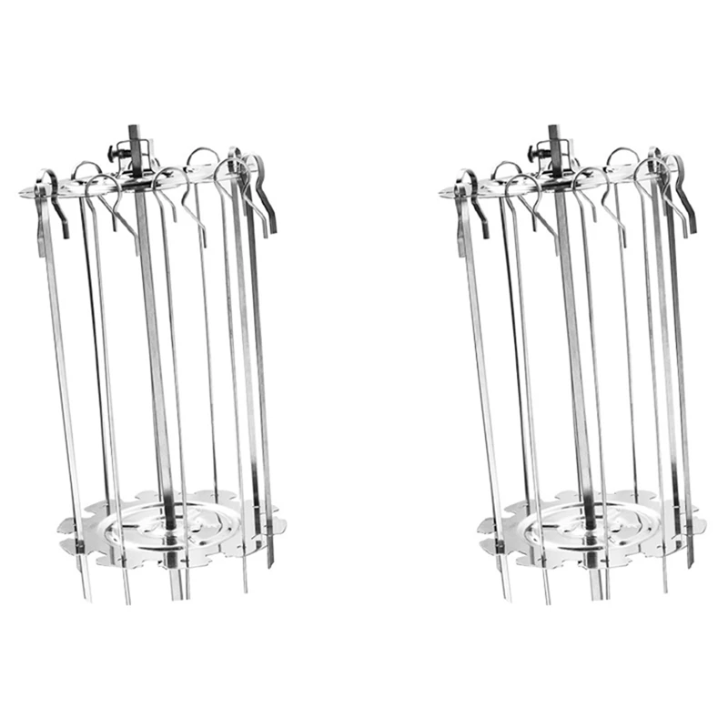 

2X 304 Stainless Steel Rotating Grill Skewers BBQ Grill Cage Air Fryer Lamb Skewers Grill Electric Oven Accessories,25Cm