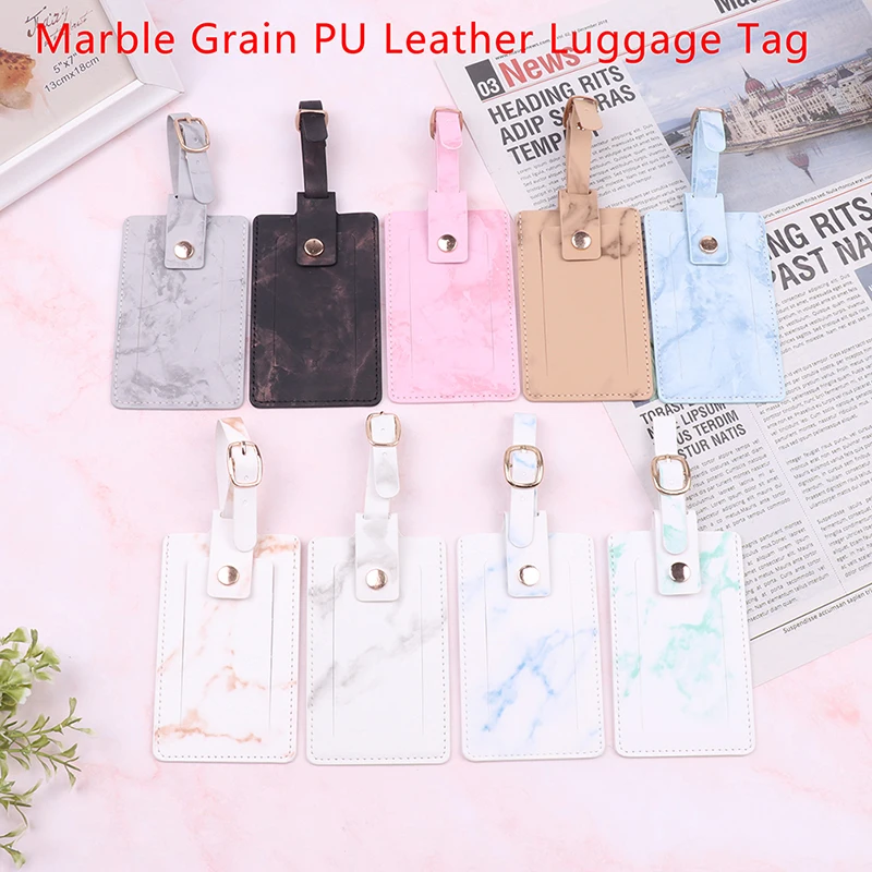 

Marble Grain PU Leather Luggage Tag Label Bag Lover Couples Handbag Portable Travel Accessories Name ID Address Tags