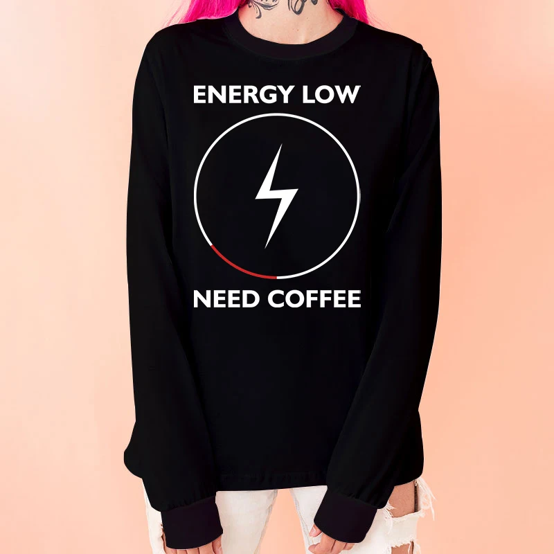 

Худи в стиле Харадзюку Energy Low Need Coffee, свитшот с надписью, пуловер в стиле Харадзюку, Свитшот в стиле хип-хоп, Повседневная модная толстовка, то...