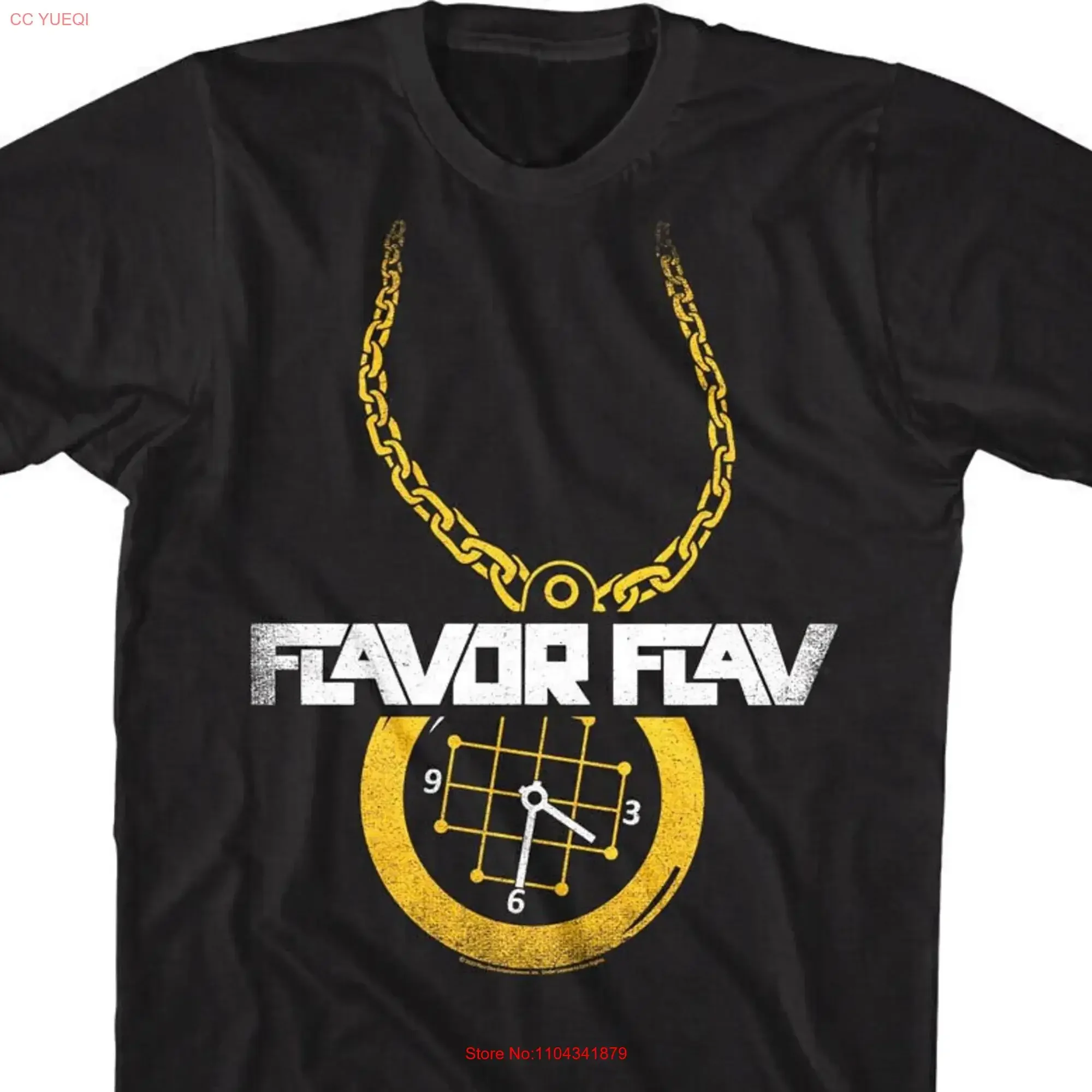 Футболка FLAVOR FLAV с золотой цепочкой и часами в стиле рэп хип-хоп футболки рисунком