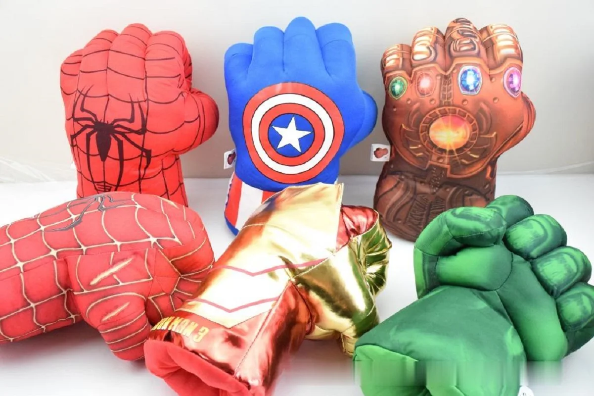 28cm Marvel Toys incredibile capitan America Hulk Smash mani SpiderMan Spider Man Iron man guanti di peluche Marvel guanti all'ingrosso